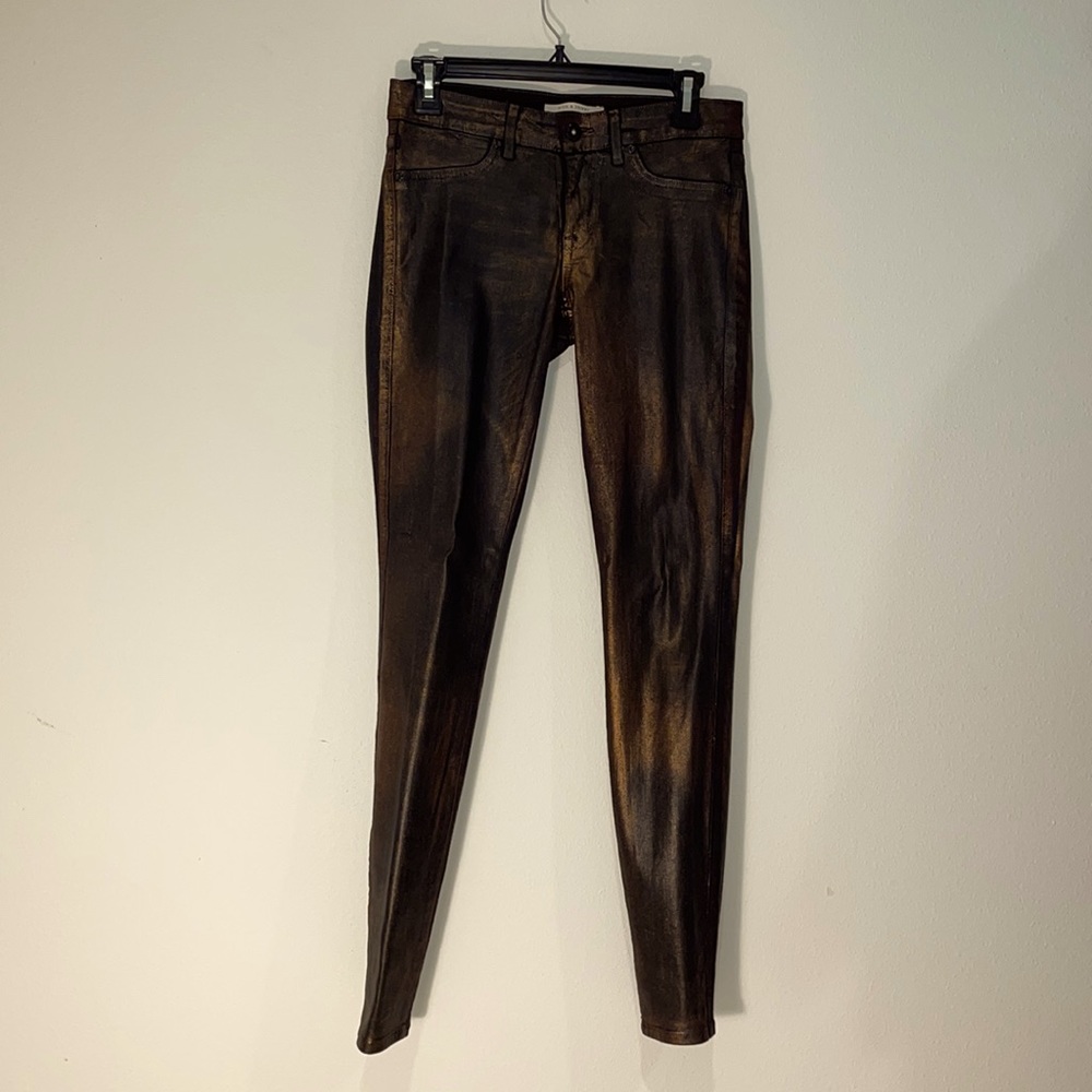 Metallic bronzy jeans, Rich & Skinny, size 28